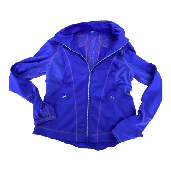 Zella Double Mesh Workout Track Jacket Purple size XL Slimming Cooling - Picture 3 of 16